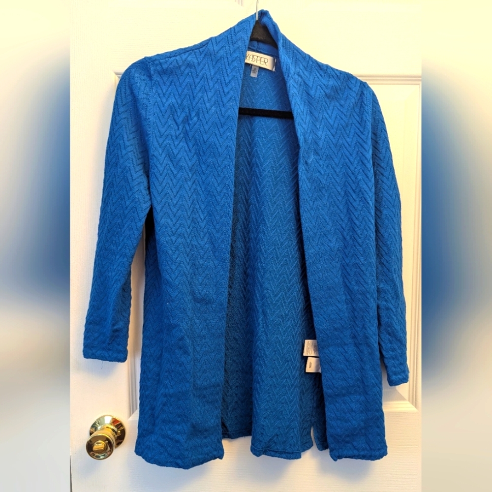 Kasper Blue Open-Front Cardigan – XS